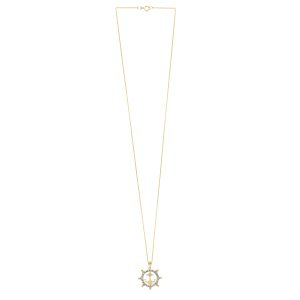 10K Ships Wheel Anchor Necklace