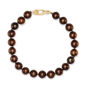 14K Yellow Gold Freshwater Chocolate Pearl Bracelet