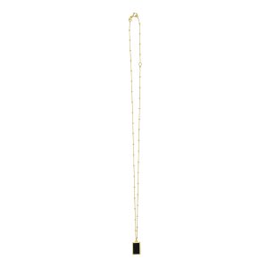 14K Onyx Geometric Rectangle Pendant