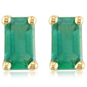 14K Yellow Gold Emerald Earrings