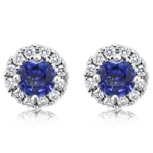 14K White Gold Sapphire/Diamond Earrings