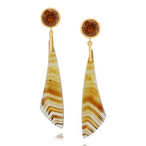 14K Yellow Gold Montana Agate/Citrine Earrings