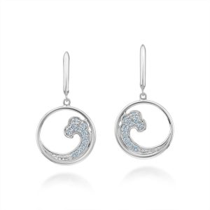Sterling Silver Blue Topaz Wave Earrings