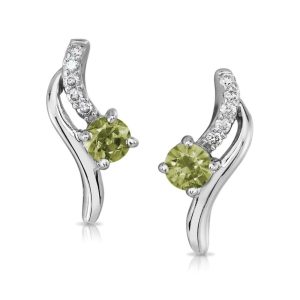 14K White Gold Peridot/Diamond Earrings