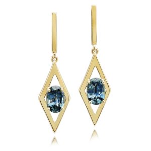 14K Yellow Gold Montana Sapphire Earrings
