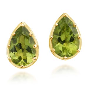 14K Yellow Gold 9x6 mm Pear Peridot Earrings