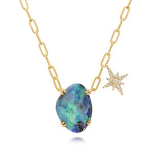 14K Yellow Gold Australian Boulder Opal Neckpiece