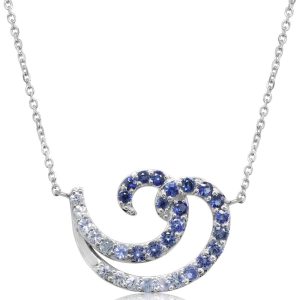 14K White Gold Graduated Blue Sapphire Neckpiece