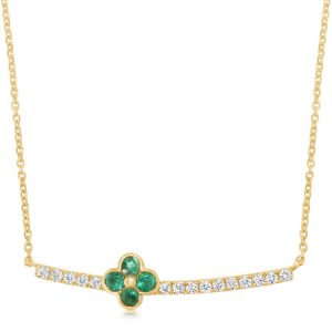 14K Yellow Gold Emerald/Diamond Neckpiece