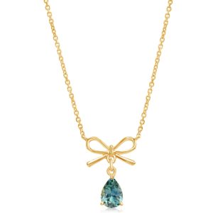 14K Yellow Gold Montana Sapphire Bow Neckpiece