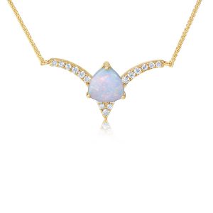 14K Yellow Gold Australian Opal/Diamond Neckpiece