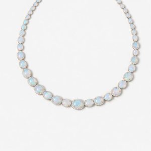 18K Yellow Gold Australian Opal/Diamond Neckpiece