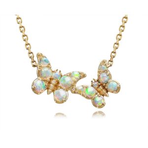 14K Yellow Gold Australian Opal Butterfly Neckpiece