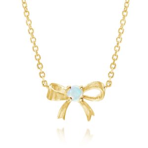 14K Yellow Gold Australian Opal Bow Neckpiece