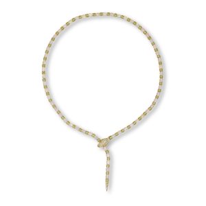 18K Yellow Gold Australian Opal/Tsavorite/Diamond Snake Neckpiece