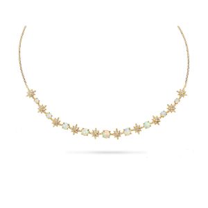 14K Yellow Gold Australian Opal/Diamond Neckpiece