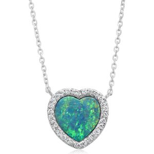 14K White Gold Australian Opal Doublet/Diamond Neckpiece