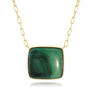 14K Yellow Gold Malachite Cabochon Neckpiece