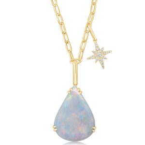 14K Yellow Gold Australian Opal/Diamond Neckpiece