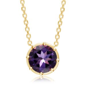 14K Yellow Gold 10mm Round Amethyst Neckpiece