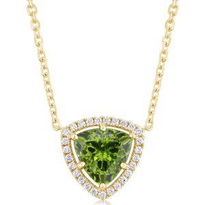 14K Yellow Gold 9mm Trillion Peridot/Diamond Neckpiece