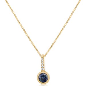 14K Yellow Gold Montana Sapphire/Diamond Pendant