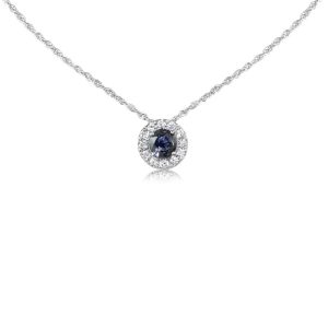 14K White Gold Montana Sapphire/Diamond Pendant