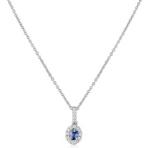14K White Gold Yogo Sapphire/Diamond Pendant