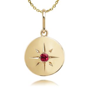 14K Yellow Gold Star Ruby Pendant