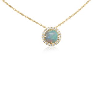 14K Yellow Gold Australian Opal/Diamond Pendant