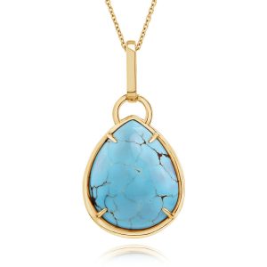 14K Yellow Gold Egyptian Turquoise Pendant