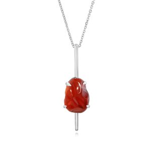 14K White Gold Mexican Fire Opal Pendant