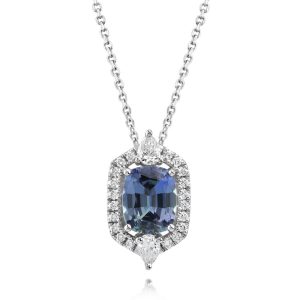 Platinum Peacock Tanzanite/Diamond Pendant