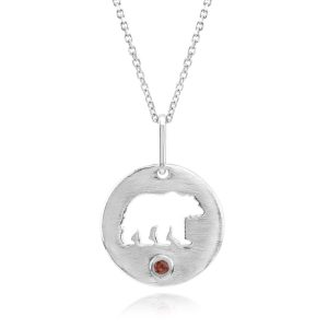 Sterling Silver Idaho Garnet Bear Pendant