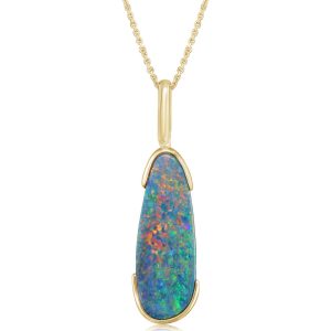 14K Yellow Gold Australian Opal Doublet Pendant