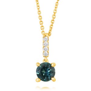 14K Yellow Gold Montana Sapphire/Diamond Pendant