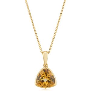 14K Yellow Gold 9mm Trillion Citrine Pendant