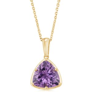 14K Yellow Gold 10mm Trillion Amethyst Pendant