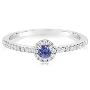 14K White Gold Yogo Sapphire/Diamond Ring