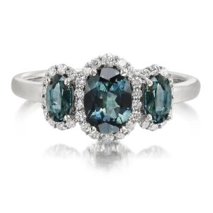 14K White Gold Montana Sapphire/Diamond Ring