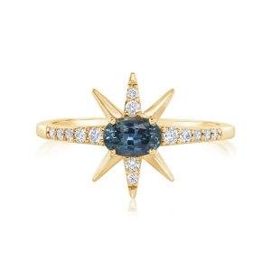 14K Yellow Gold Montana Sapphire/Diamond Star Ring