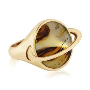 14K Yellow Gold Montana Agate Saturn Ring