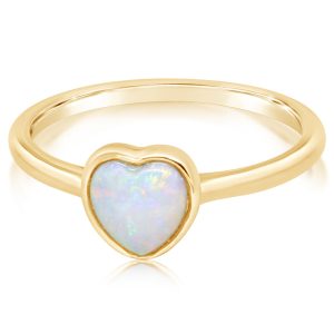 14K Yellow Gold Australian Opal Heart Ring
