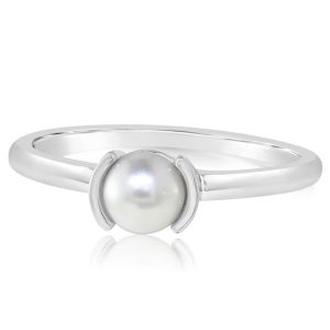 14K White Gold Freshwater Cultured Pearl Ring