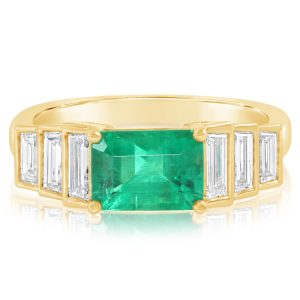 18K Yellow Gold Brazilian Emerald/Diamond Ring