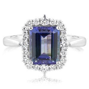 Platinum Peacock Tanzanite/Diamond Ring