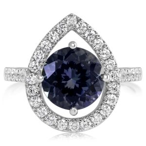 Platinum Peacock Tanzanite/Diamond Ring