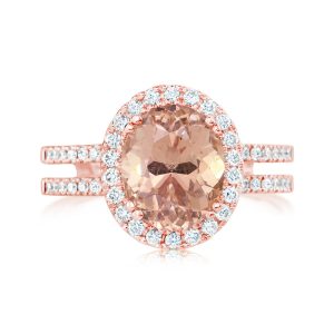 14K Rose Gold Lotus Garnet/Diamond Ring