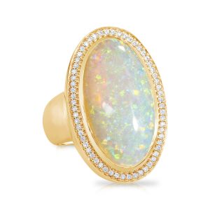 18K Yellow Gold Australian Opal/Diamond Ring