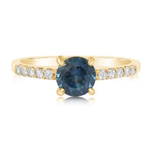 14K Yellow Gold Montana Sapphire/Diamond Ring